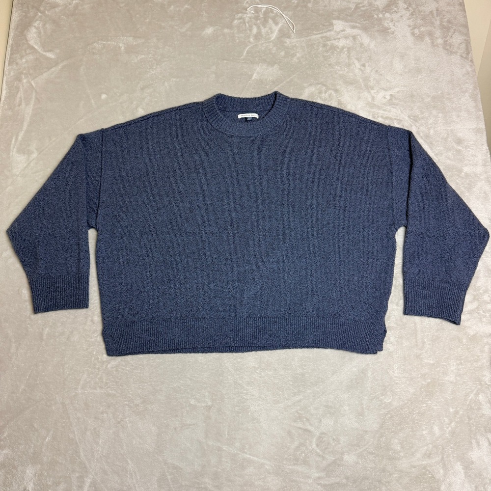 American Eagle Oversized Pullover Sweater Womens XL Blue Drop Shoulder Boho Soft